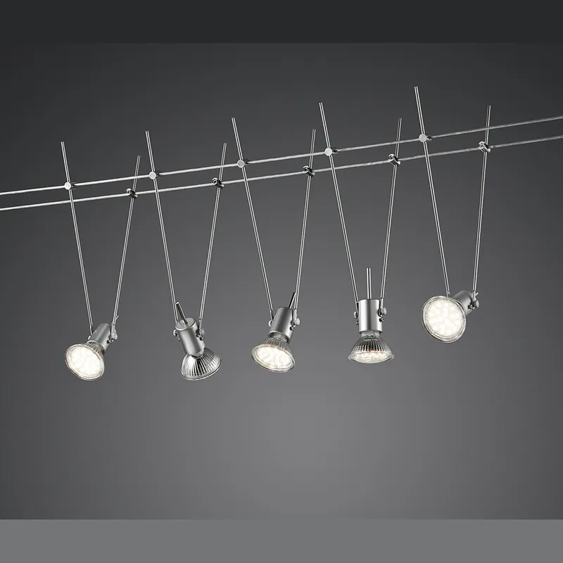 LED Seilsystem mit 5 Strahler 500 cm Länge für Praxen und Wohnraum Neue Ware