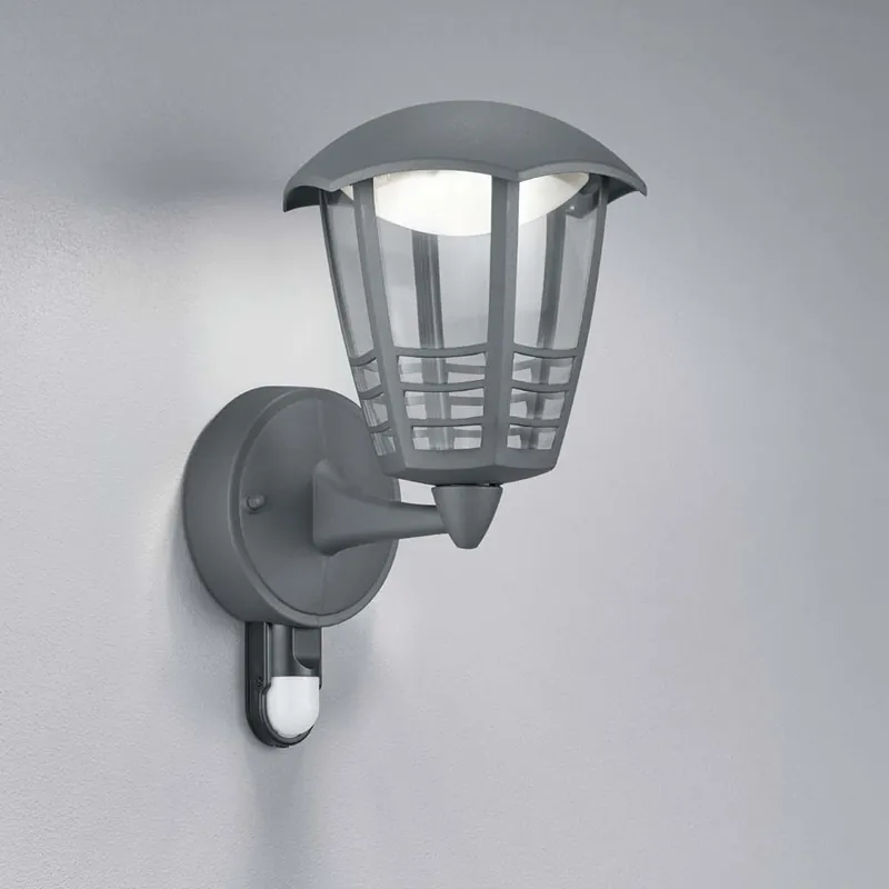 LED Außen Wandleuchte, Anthrazit, Weiß, Bewegungsmelder, 29 cm Höhe Sichere Zahlung
