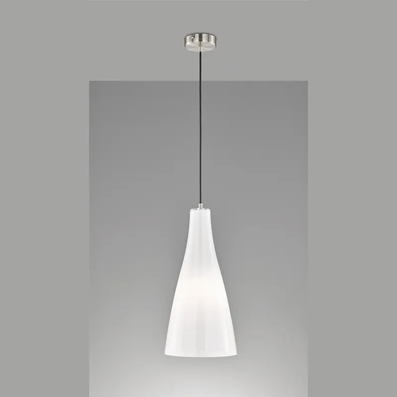 Pendelleuchte, Weiß, Glasschirm, Kegeldesign, 23 cm Ø Meistverkauft