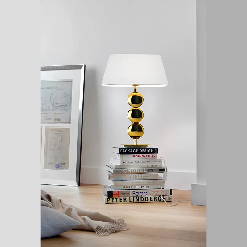 Preisreduziert Villeroy & Boch Tischleuchte, Gold, Stoffschirm, Weiß, 55 cm Höhe