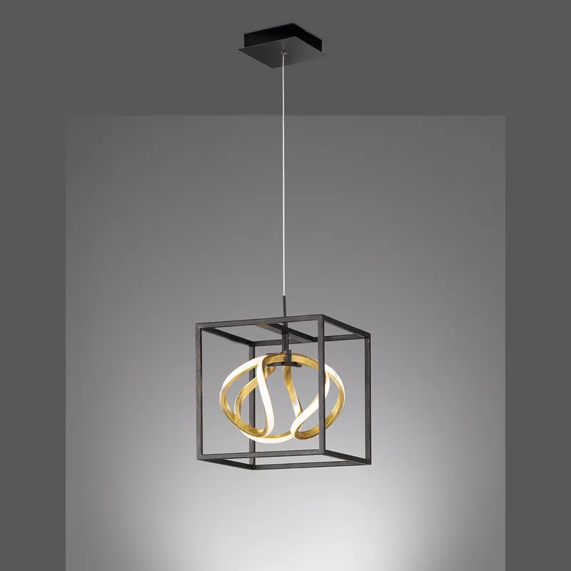 Finale Aktion LED Pendelleuchte, Gold, Schwarz, Dimmer, 160 cm Höhe, 2400 LM