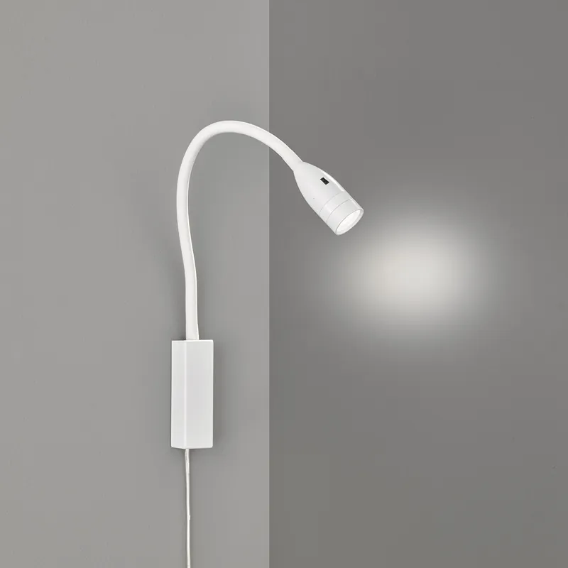 Neu LED Wandleuchte, Gestensensor, Flexhals, Weiß, Rund, Bettleuchte, 61 cm Höhe