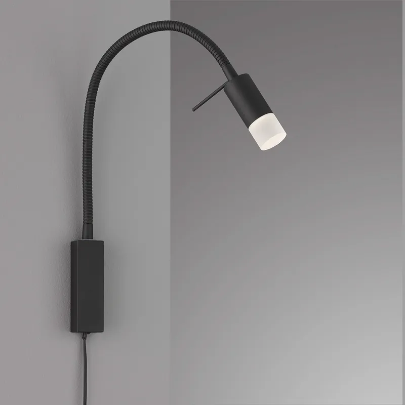 LED Wandspot, Wandleuchte, Flexhals, Bettleuchte, Schwarz, 40 cm Höhe Solange Der Vorrat Reicht