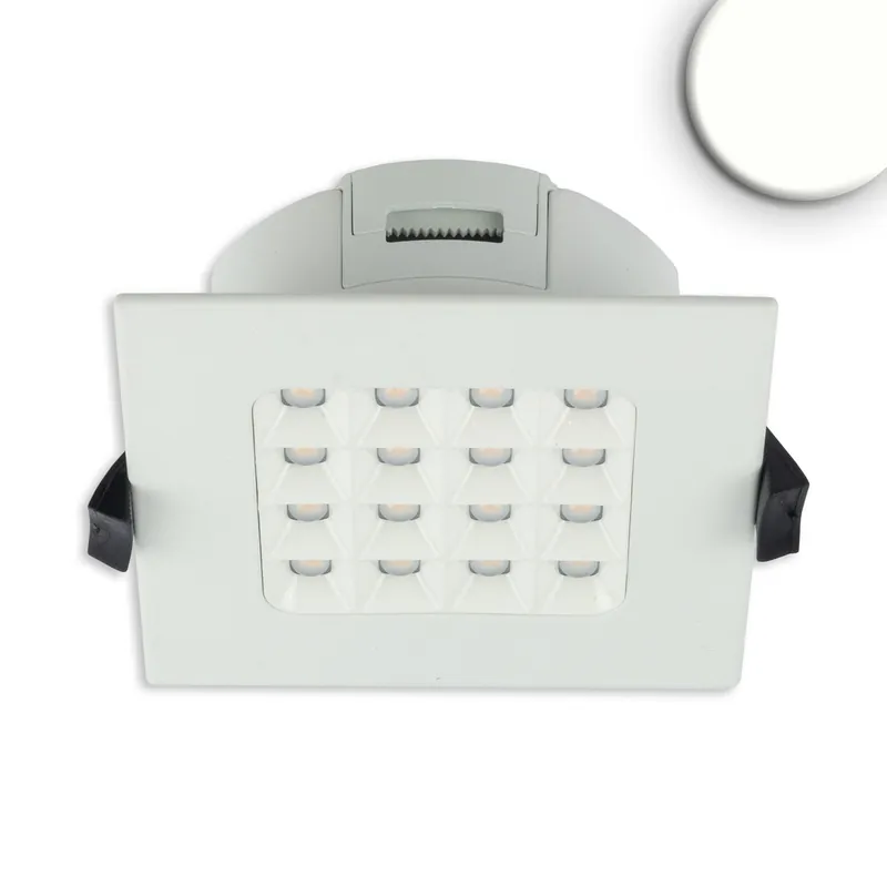 Heißes Angebot LED Downlight, Quadratisch, Weiß, Blendungsreduziert, Dimmbar, IP54, 11 cm x 11 cm