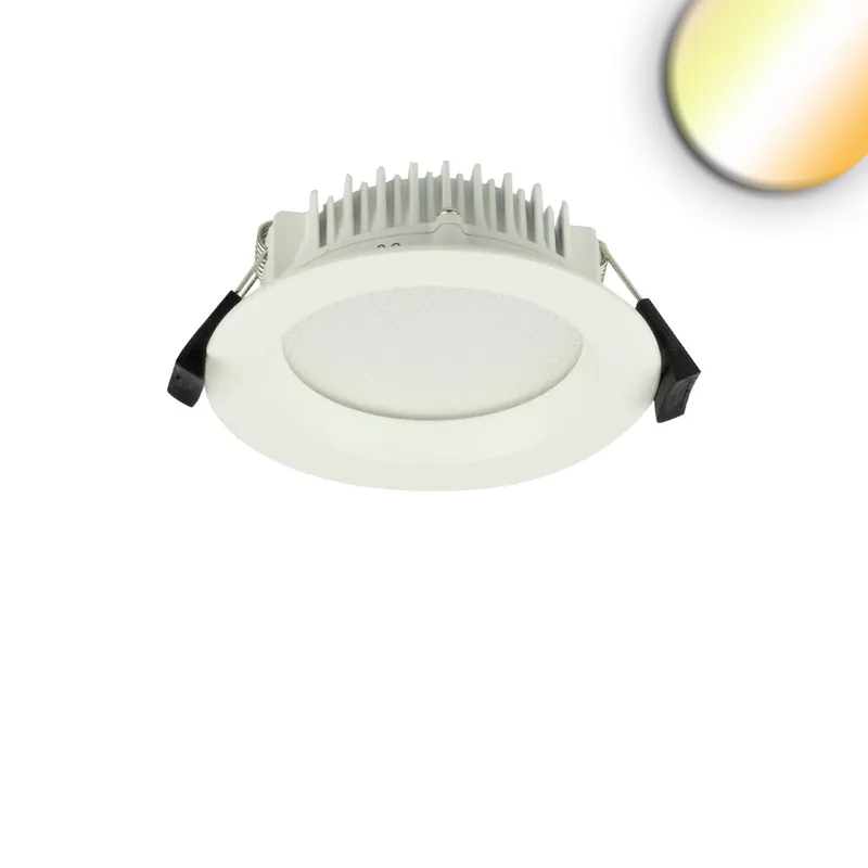 LED Einbauleuchte, Rund, Blendungsreduziert, Farbwechsler, Dimmbar, IP42, 15 cm Ø Geprüft