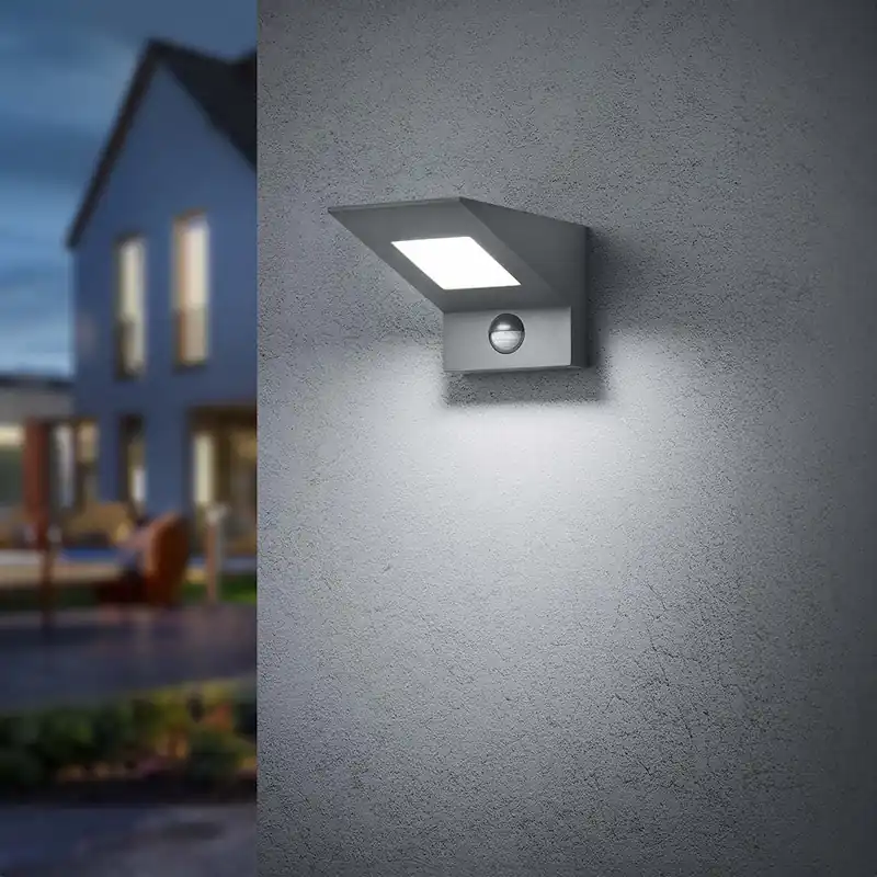 Nur Für Kurze Zeit LED Außen Wandleuchte, Bewegungsmelder, Anthrazit, Weiß, IP54, 10 cm x 9 cm
