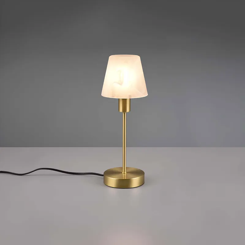 Knallerangebot Tischleuchte, Klassisch, Glasschirm, Messing, Touch-Funktion, 32 cm Höhe