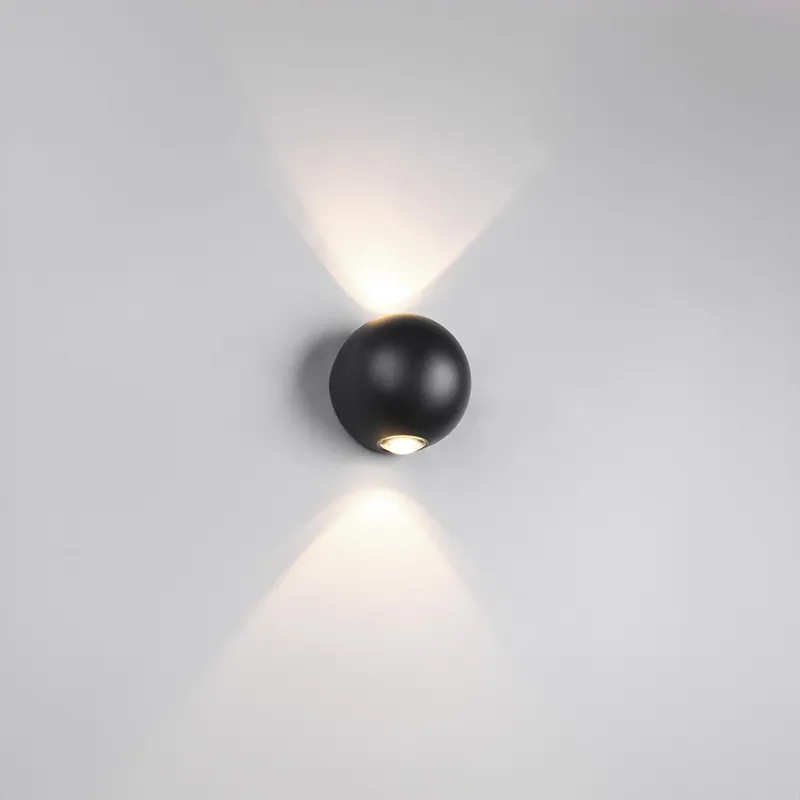 Heißes Angebot LED Außen Wandleuchte, Schwarz, Up-Down-Beleuchtung, IP54, 10cm Ø