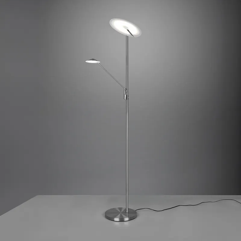 Solange Der Vorrat Reicht LED Stehleuchte, Nickel, Farbwechsler, Dimmer, Lesearm, Memoryfunktion, 180 cm Höhe