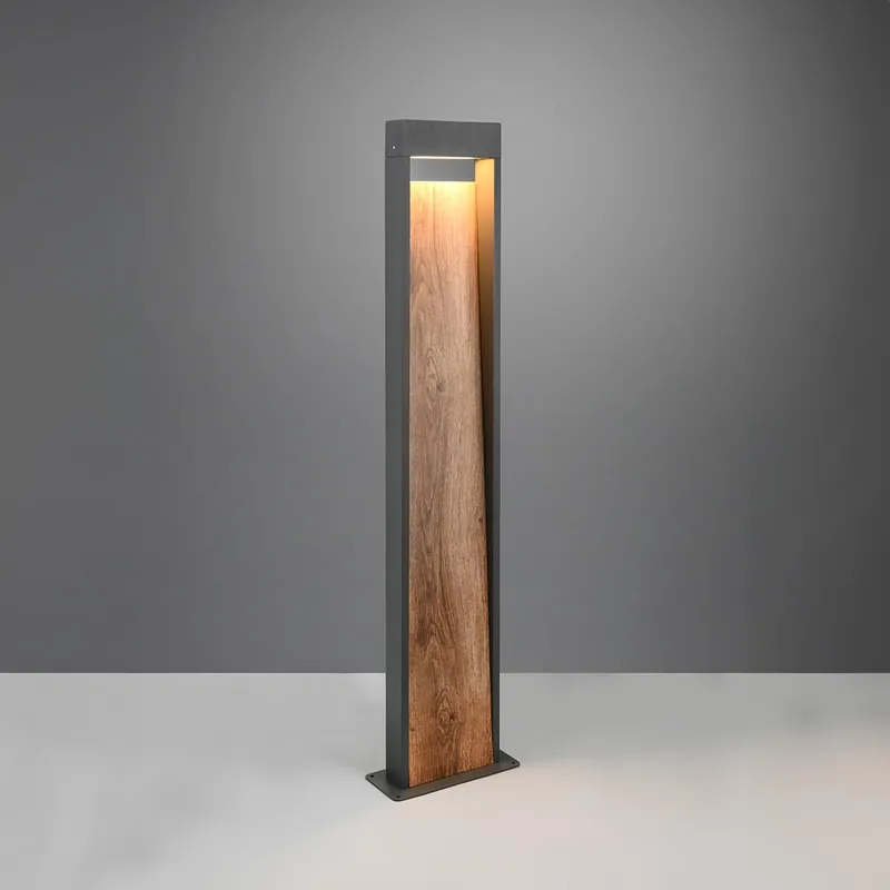 Preisknaller LED Außen Stehleuchte, Aluminium, Druckguss, Holzoptik, IP44, 100 cm Höhe