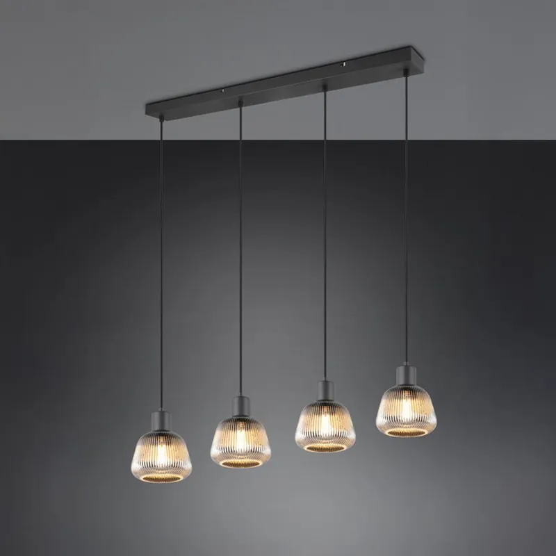 Schnäppchen Pendelleuchte, Glas, Metall, 4 Strahler, Höhe anpassbar, 90 cm x 15 cm