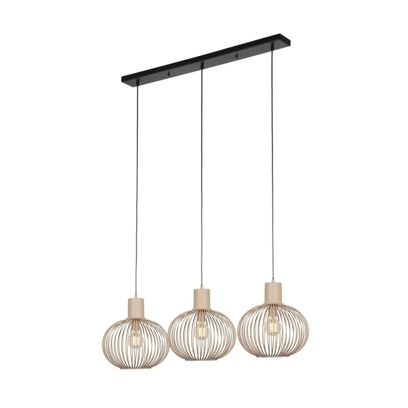 Sichere Zahlung Pendelleuchte, Schwarz, Sand, 3 Strahler, Korb, 120 cm x 33 cm