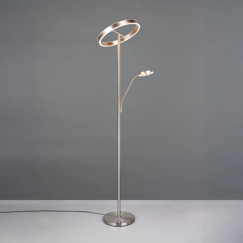 LED Stehleuchte, Nickel, Lesearm, Schalter, Farbwechsler, Dimmer, 180 cm Höhe Rabatt
