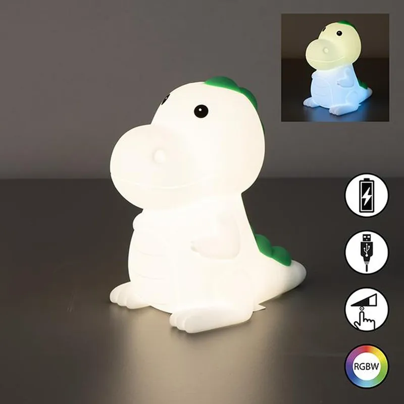 LED Kinder Tischleuchte, Weiß, Silikon, Dimmbar, RGBW, 14 cm Höhe Preisreduziert