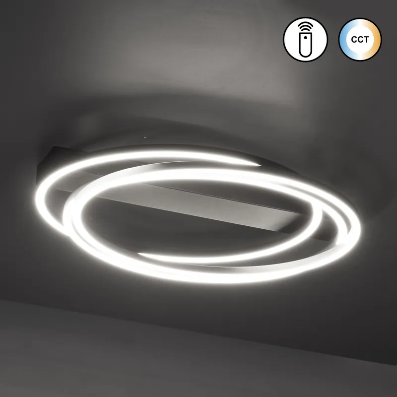 Angebot LED Deckenleuchte, Schwarz, Dimmer, CCT, Fernbedienung, 56 cm Ø