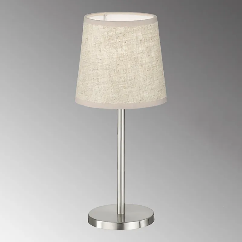 Sonderaktion Tischleuchte, Nickel, Sand, Stoffschirm, Schnurschalter, 30 cm Höhe