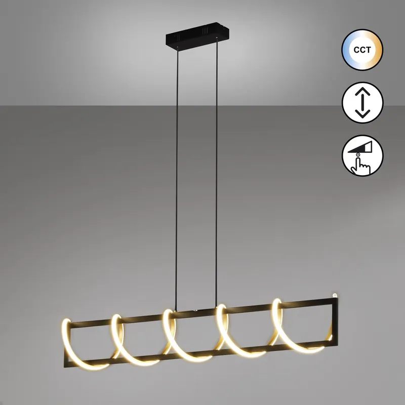 LED Pendelleuchte, CCT, Dimmbar, Schwarz, 115 cm Länge Garantierte Lieferung