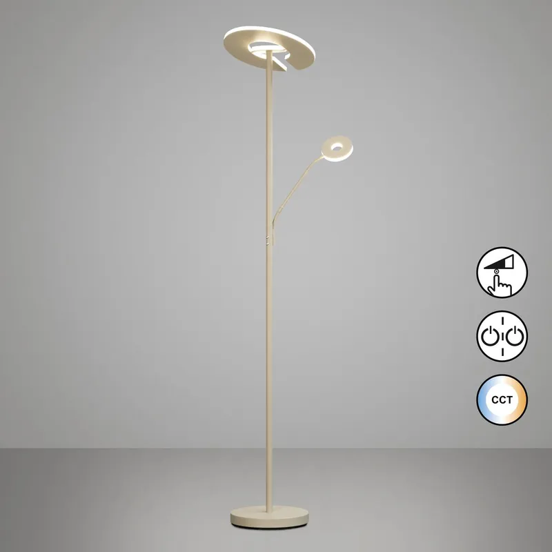 Finale Aktion LED Stehleuchte, Sand, CCT, Tastdimmer, Leselicht, 180 cm Höhe
