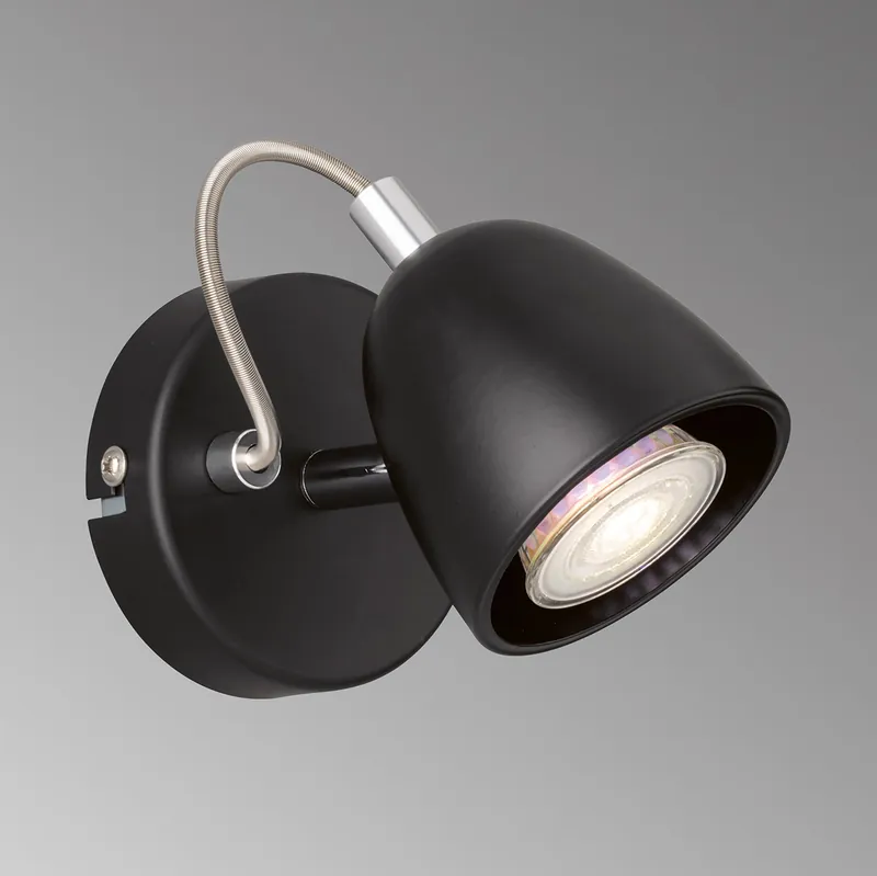 LED Wandleuchte, 1er Spot, Verstellbar, Schwarz, Abgerundet, 10 cm Ø Jetzt Kaufen