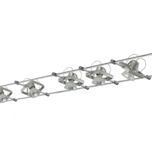 Schnäppchen Wire System Mac II 105 5x20W GU5,3 Nickel satiniert 230/12V 105VA Metall