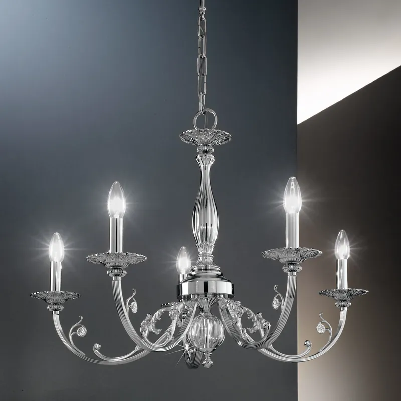 Luster PISANI, Chrom, Oslash 83, 5-flammig Chrom, Oslash 83cm, Höhe 57cm, Min. Höhe 83cm, Max. Höhe Nur Für Kurze Zeit