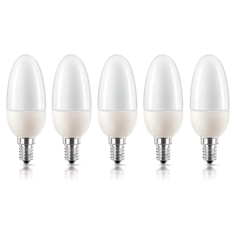 Neue Ware 5 x Philips Softone Kerze 5W = 20W E14 Energiesparlampe Sparlampe warm warmweiß
