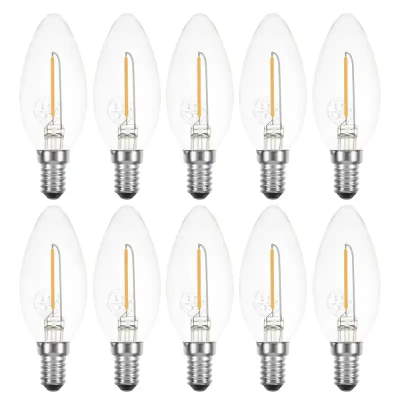 10 x LED Filament Kerze 1W fast wie 15W klar E14 100lm Glühlampe Fadenglühbirne warmweiß 2700K Neuheit