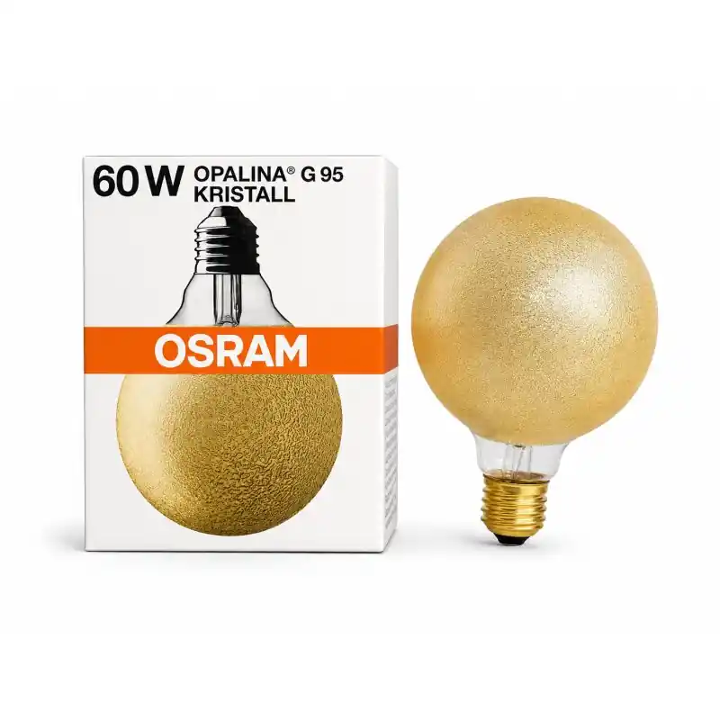 Osram Globe Glühbirne G95 60W Eiskristall Bernstein Glühlampe 95mm Opalina Kristall warm dimmbar Zertifiziert